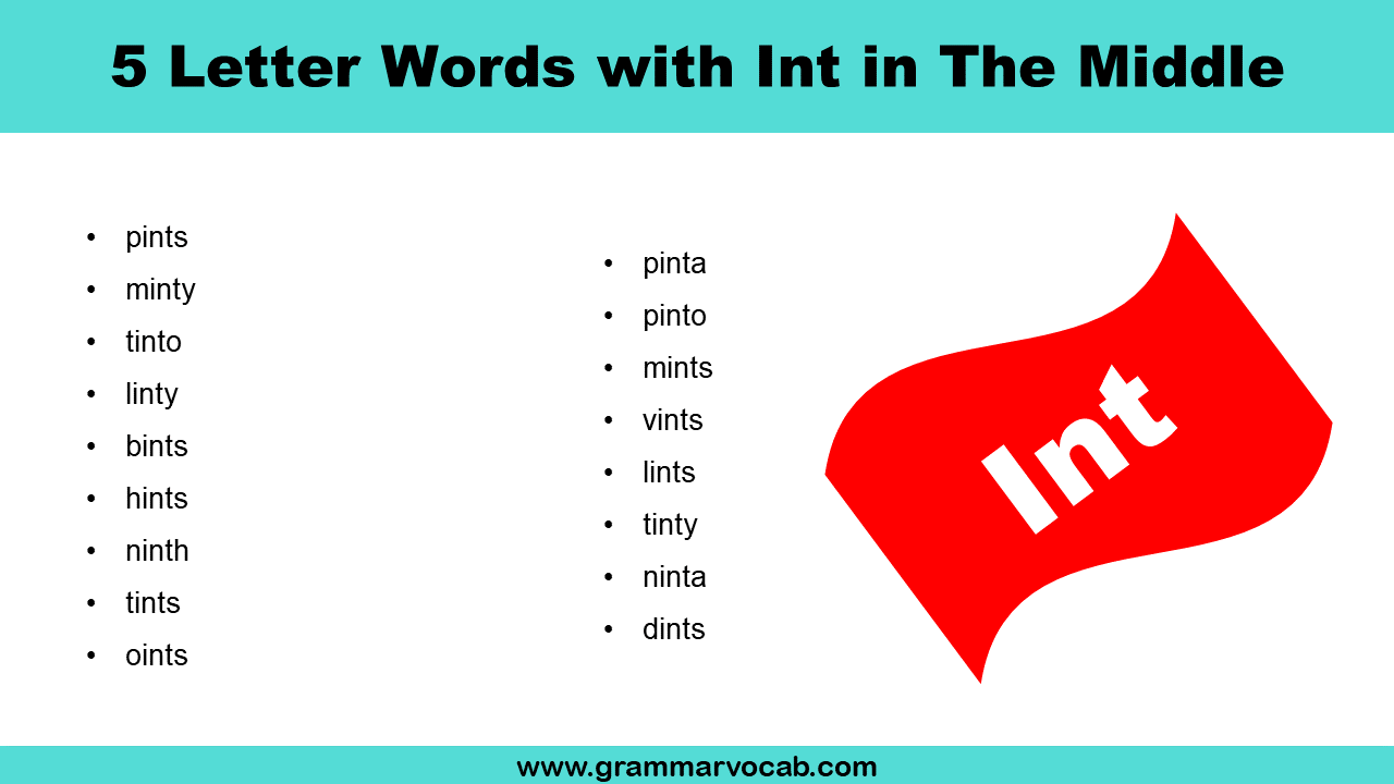 5 letter words with int at the end