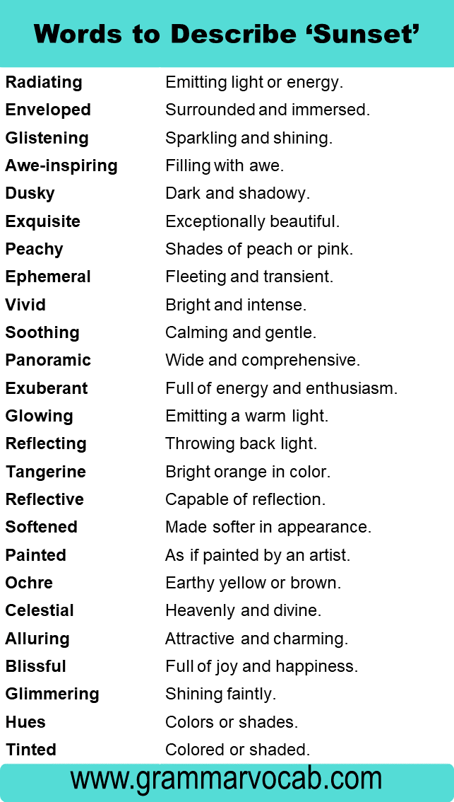Adjectives To Describe a Sunset