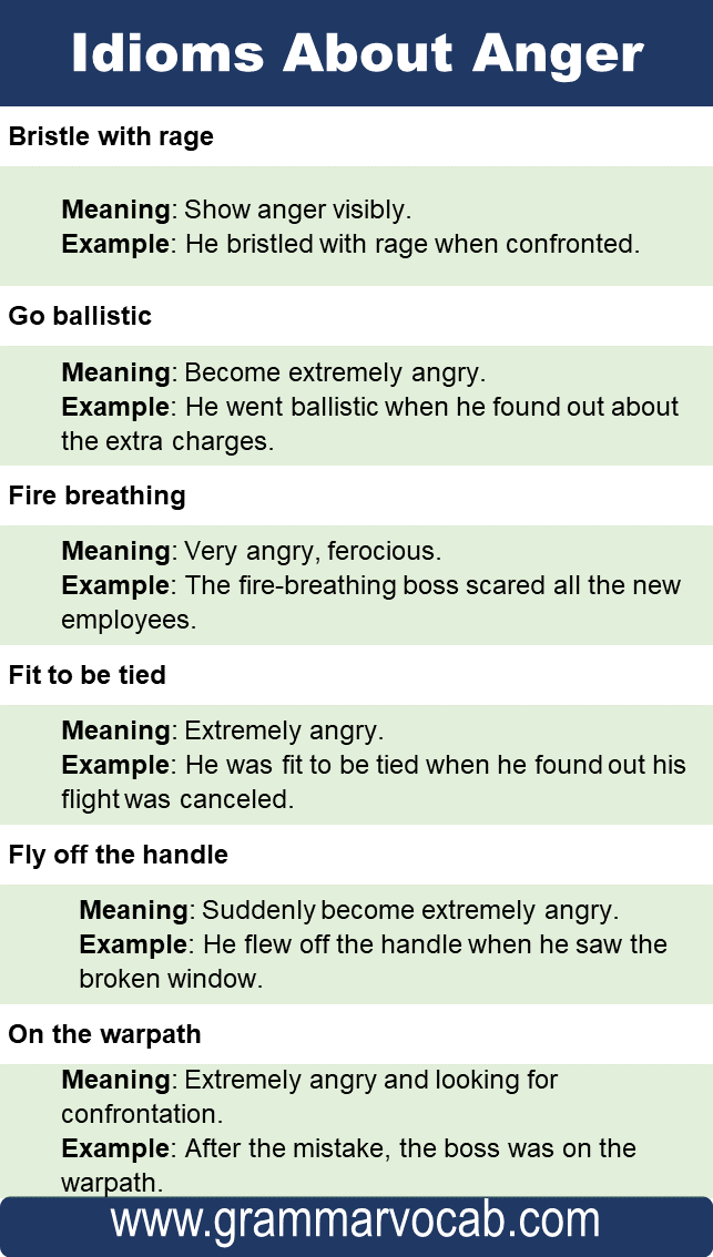 Idioms About Anger