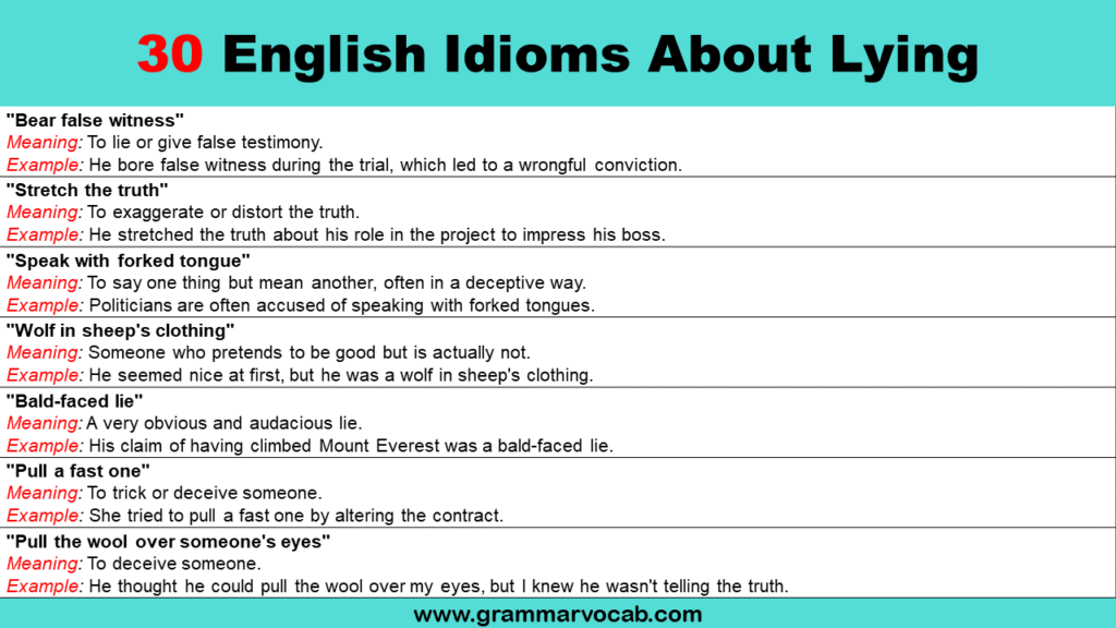 Idioms About Lying