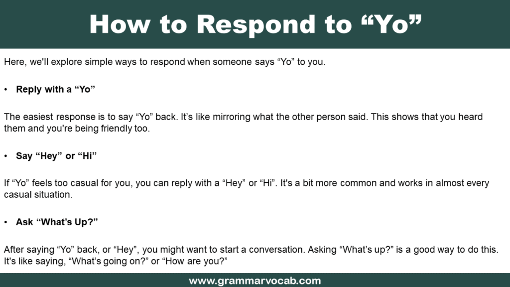 How to Respond to Yo
