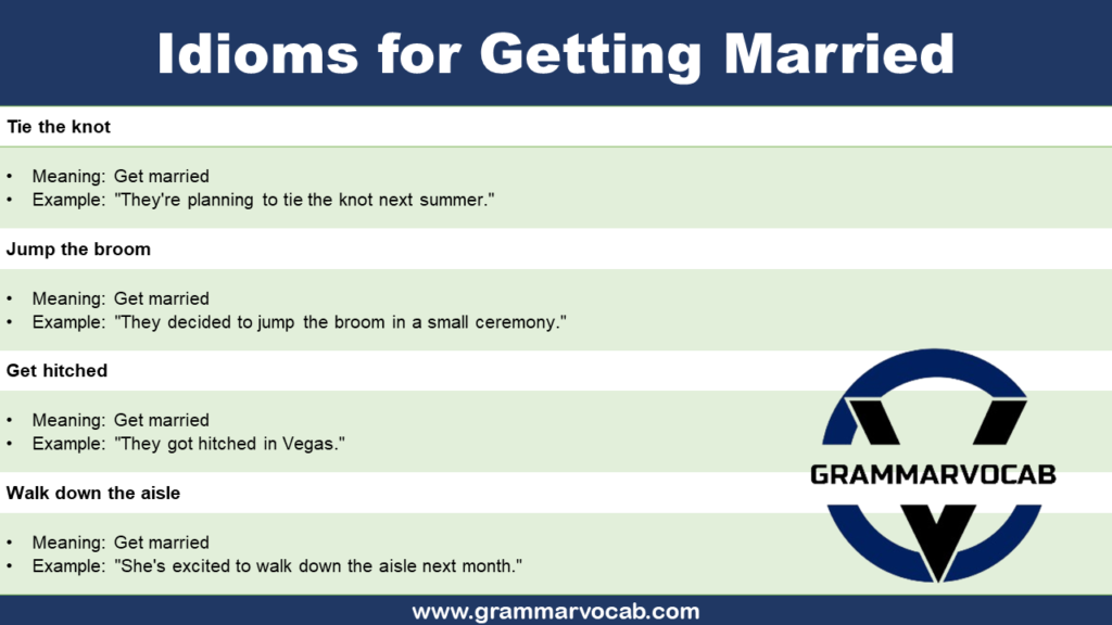 Idioms For Getting Married