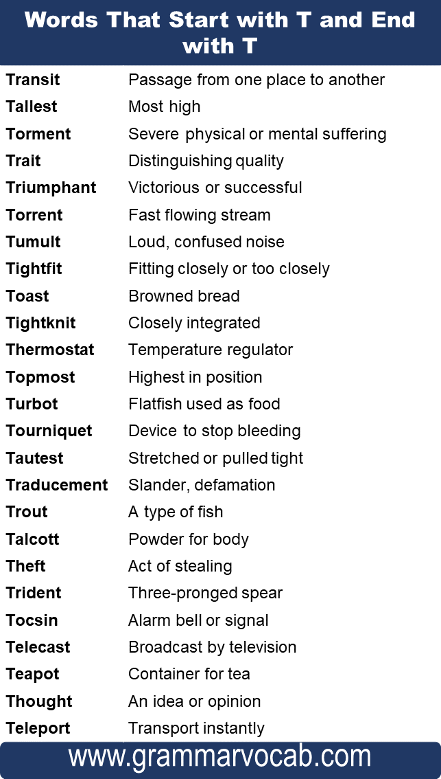 Words That Start with T And End With T