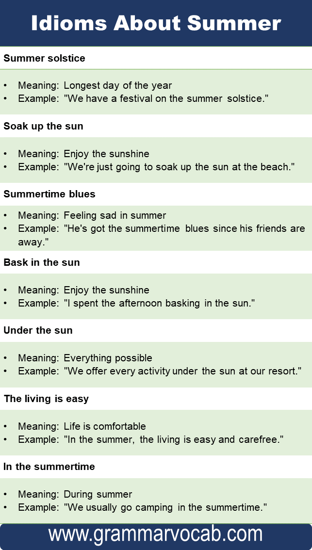 idioms about summer