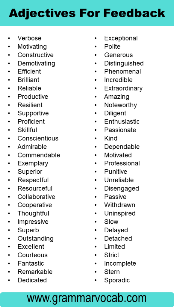 Adjectives For Feedback - GrammarVocab