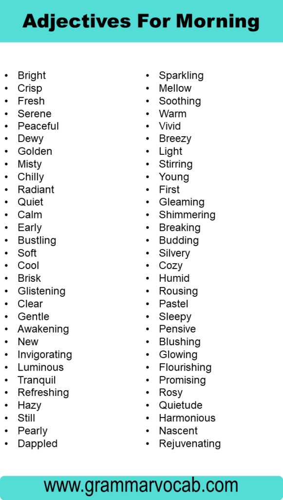 Adjectives For Morning - GrammarVocab