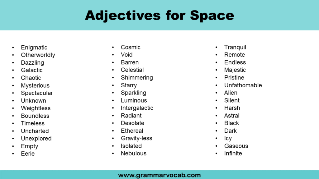 Adjectives for Space