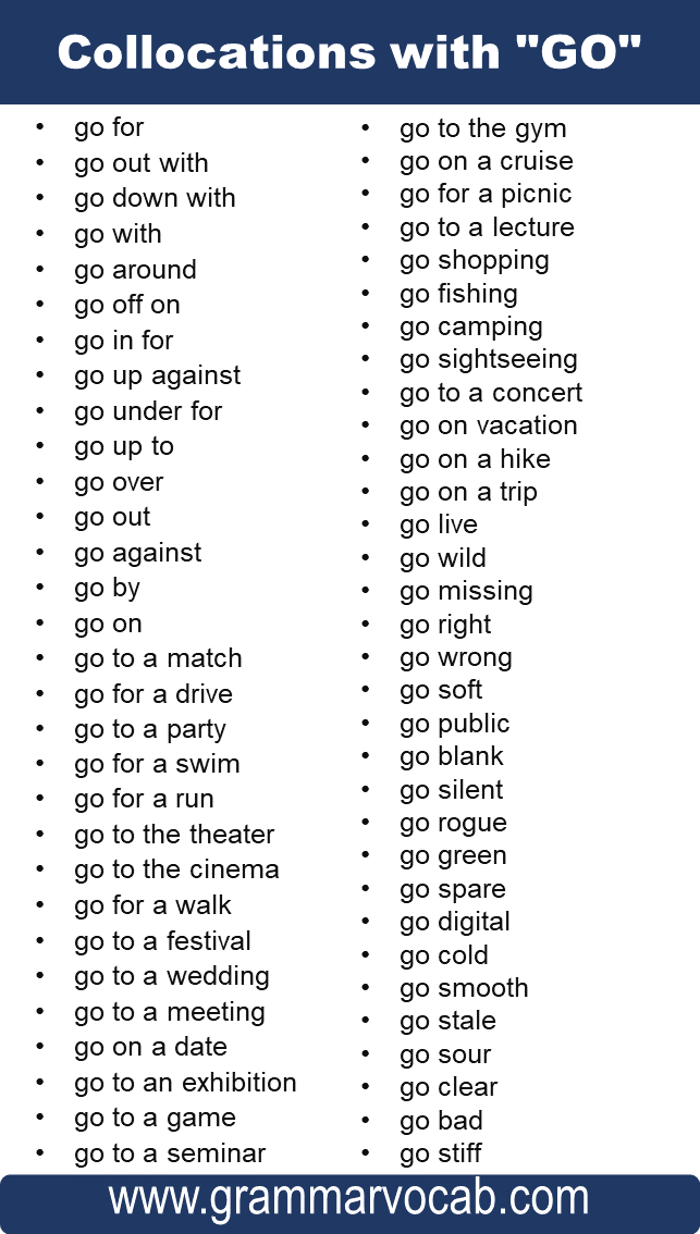 Collocations with go