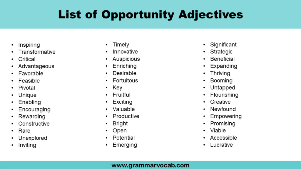 Opportunity Adjectives