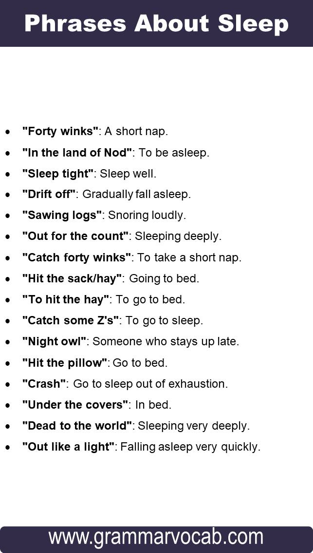 Phrases About Sleep