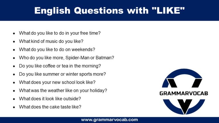 English Questions With LIKE GrammarVocab english-questions-with-like-grammarvocab
