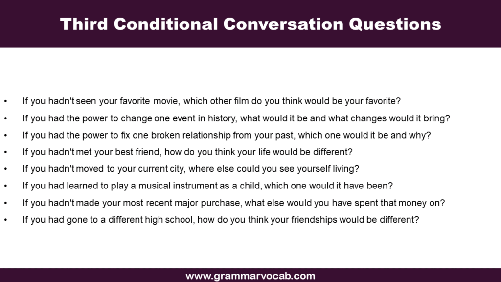 Third Conditional Conversation Questions