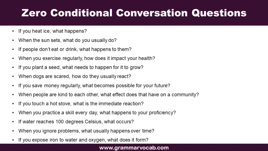 Zero Conditional Conversation Questions