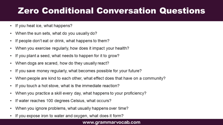 Zero Conditional Conversation Questions - GrammarVocab