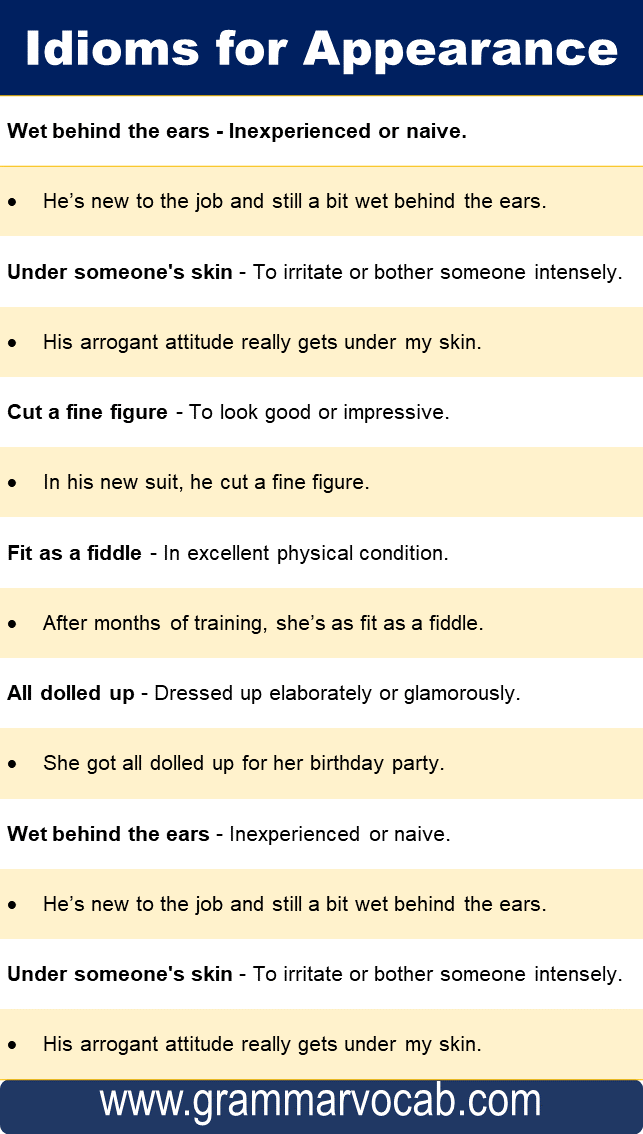 Idioms for Appearance