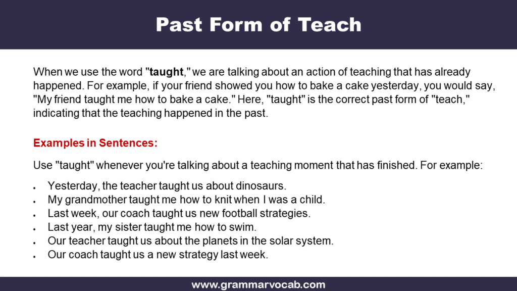 Past Form of Teach