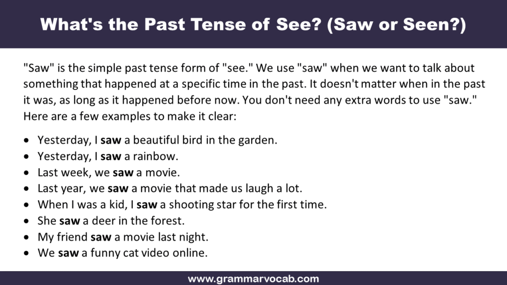 Past Tense of See