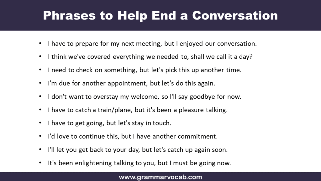 Phrases to Help End a Conversation