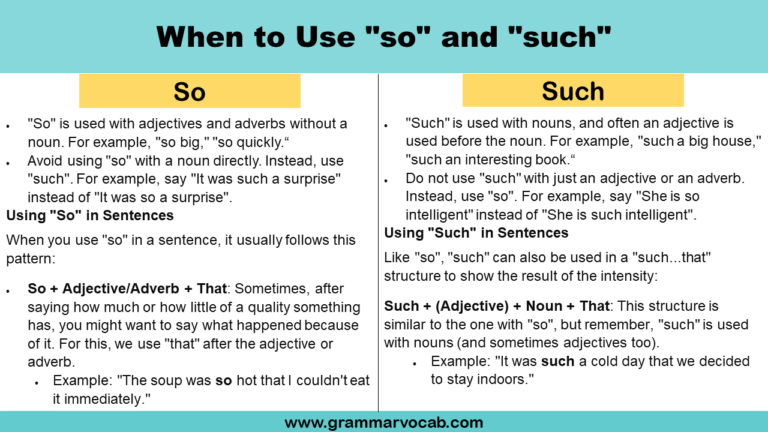 How to use "so" and "such" in English - GrammarVocab