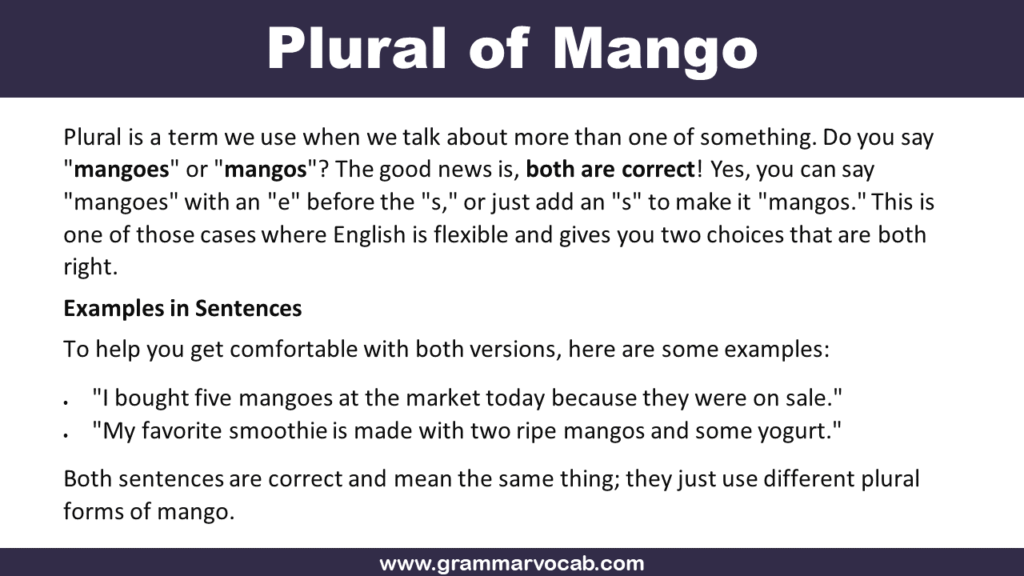 Plural of Mango