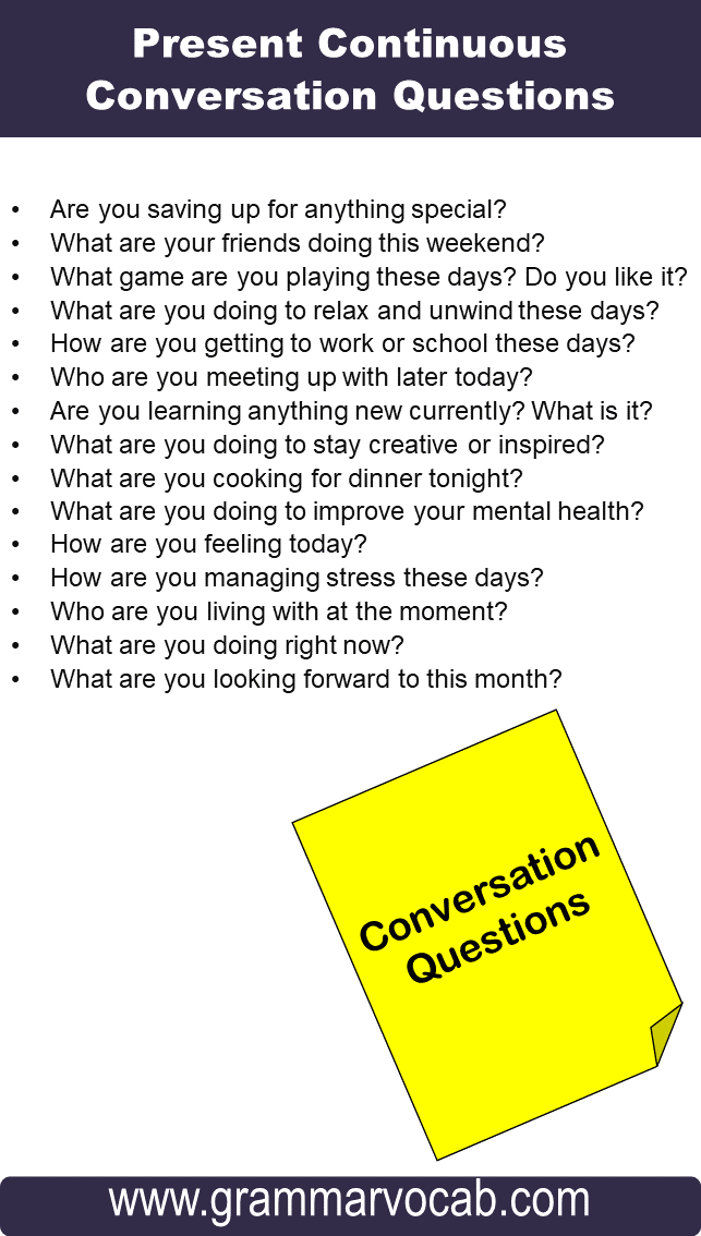 Present Continuous Conversation Questions