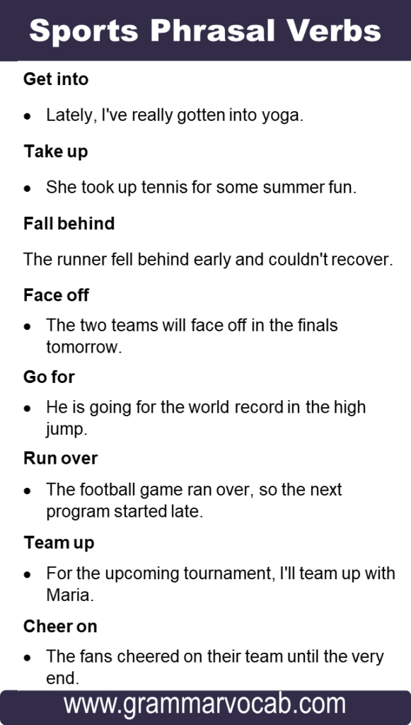 30 Sports Phrasal Verbs with Meaning and Example - GrammarVocab