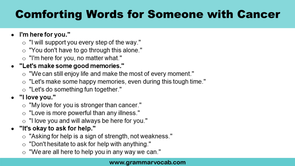 Comforting Words for Someone with Cancer