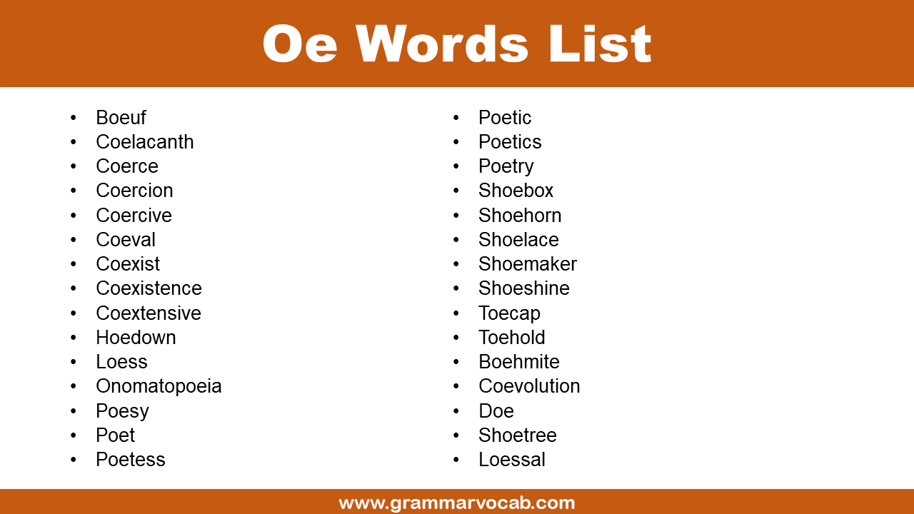 Oe Words List: Ultimate Vocabulary Hack for English Learners - GrammarVocab