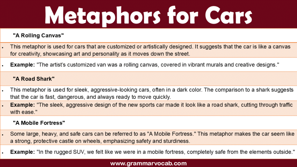 Metaphors for Cars