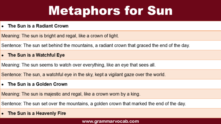 Metaphors for Sun with Meaning and Examples - GrammarVocab