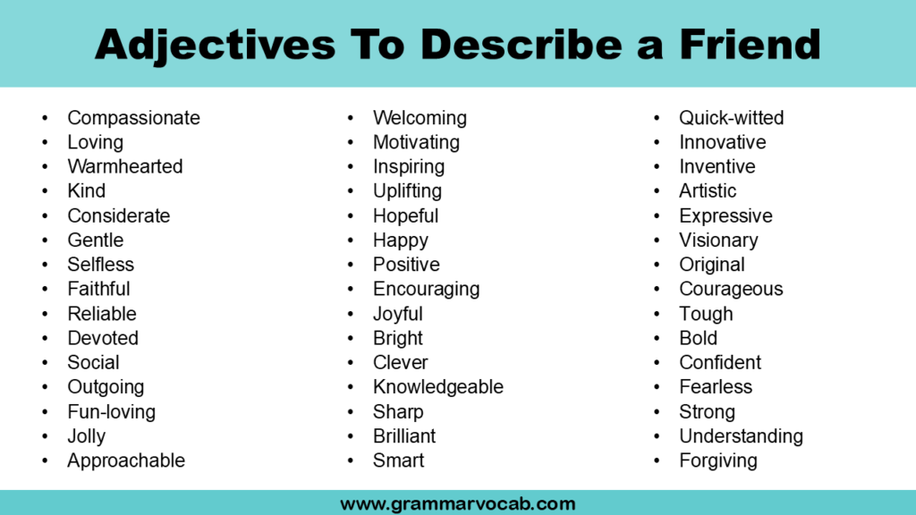 Adjectives for Friend